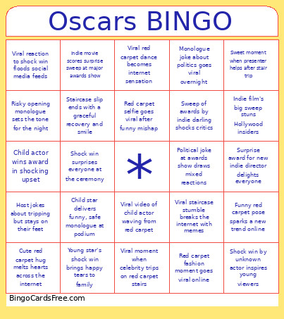 Oscars Bingo Card 2