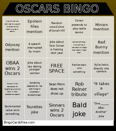 OSCARS Bingo Card