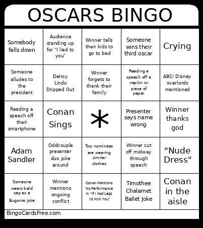 OSCARS Bingo Card
