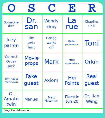 OSCER 2026 Bingo Card