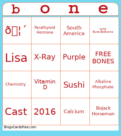 Osteomalacia Bingo Card