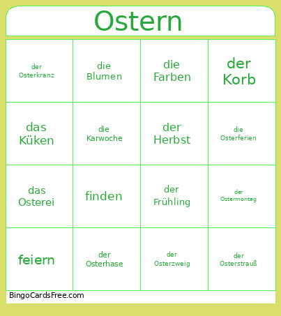 Oster Bingo Card