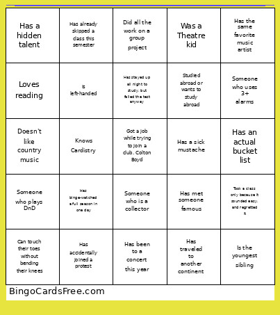OT Bingo Card