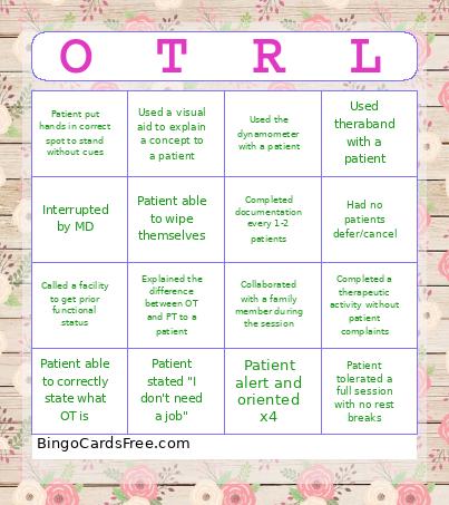 OT Month Bingo Card
