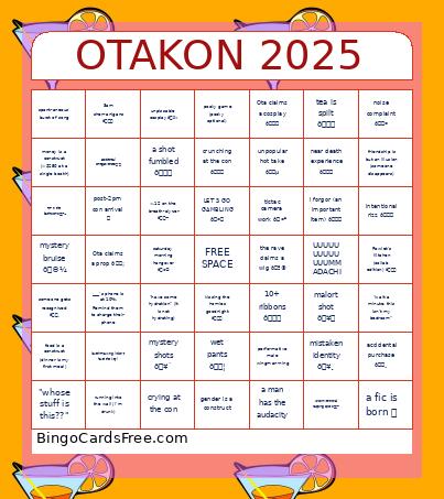 OTAKON 2025 Bingo Card