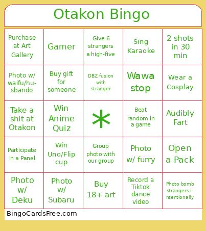 Otakon Bingo