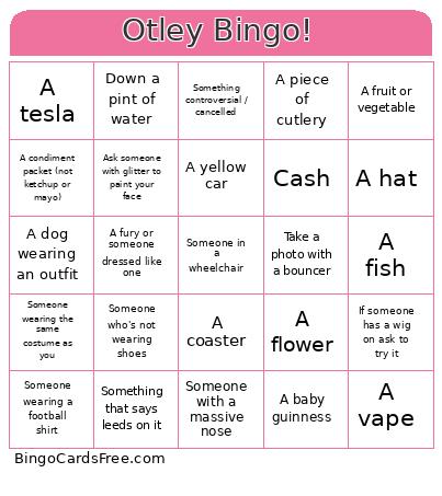 Otley ! Bingo Card