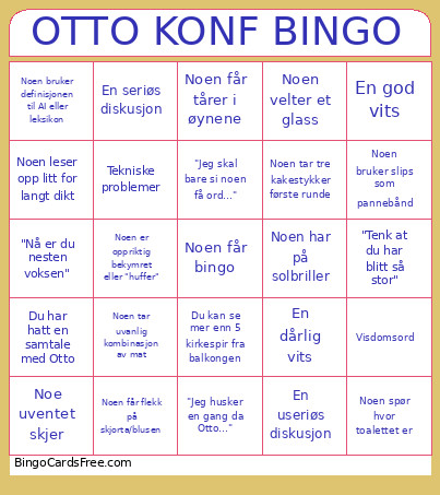 OTTO KONF Bingo Card