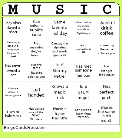 OU Fall Retreat 2026 Bingo Card