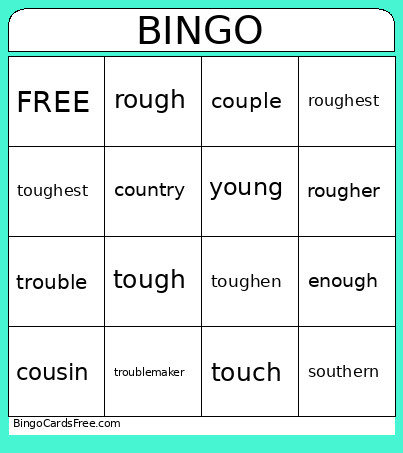 OU Short U Bingo Card