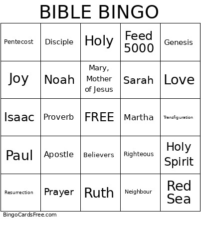 OUC BIBLE Bingo Card