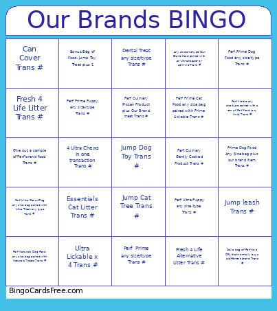 Our Brands Bingo Card