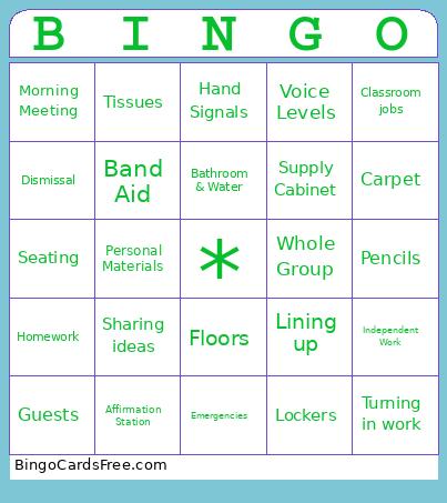 Our Procedures and Expectations! Bingo