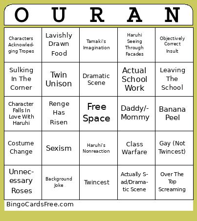 Ouran Highschool Host Club Bingo
