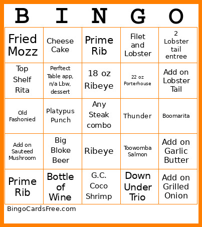 Outback Bingo Card 3