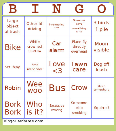 Outdoor Bingo Card