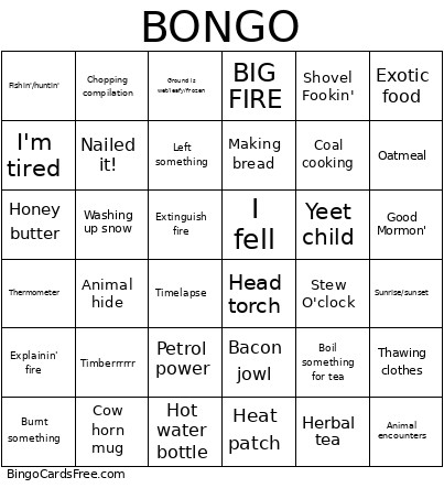 Outdoor Boys Bingo Card