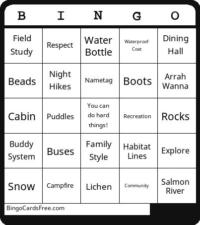 Outdoor School Bingo Cards Free Pdf Printable Game, Title: BINGO