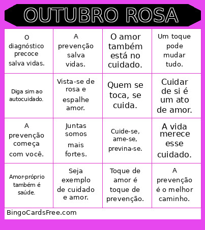 OUTUBRO ROSA Bingo Card
