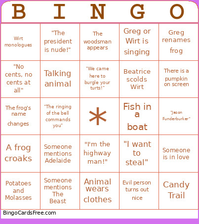 Over The Garden Wall Bingo Card