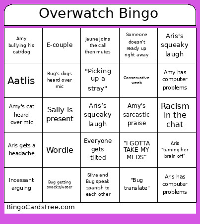 Overwatch Bingo Card