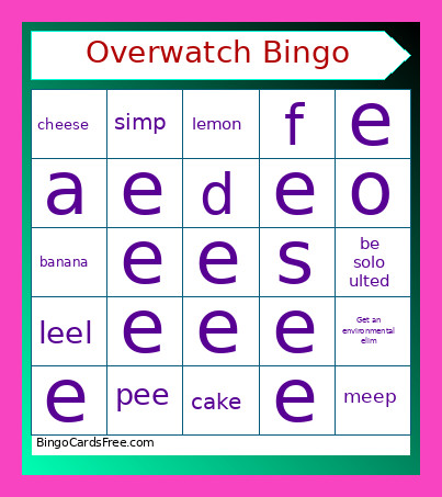 Overwatch Bingo Card
