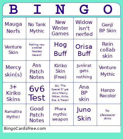 Overwatch Season 14 Trailer + Patch Notes Bingo Card