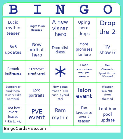 OVERWATCH SPOTLIGHT Bingo Card