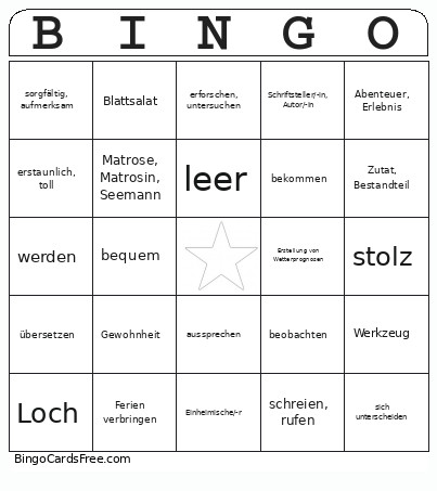 OW1 - Unit 4 Bingo Card