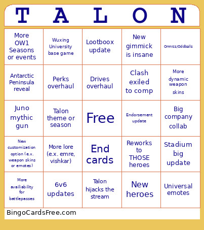 Ow2 Spotlight 2026 Bingo Card