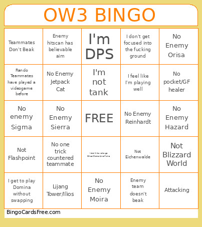 OW3 Bingo Card