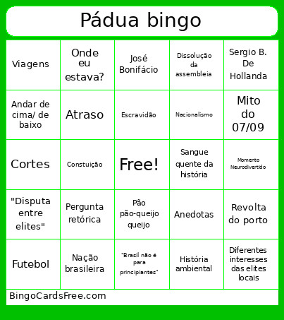 Pádua Bingo Card