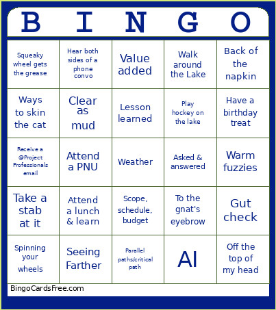 P&N Bingo Card