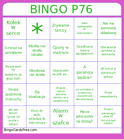 P76 Oo Bingo Card