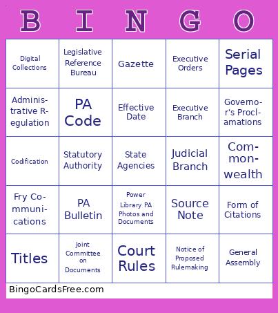 PA Bulletin and Code Bingo