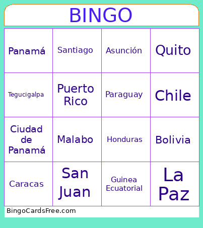 Países De Habla Hispana Bingo Card
