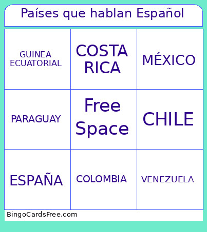 Países Que Hablan Español Bingo Card