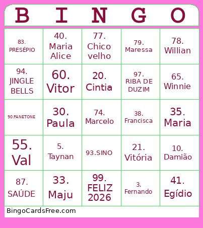 Pachecada Bingo Card