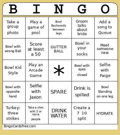 Paige And Jaxon Bingo Card