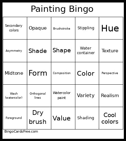 Painting Bingo Card