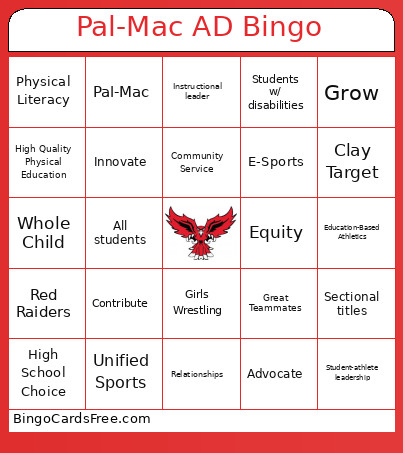 Pal-Mac AD Bingo Card
