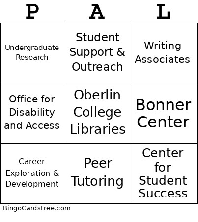 PAL Resource Fair Bingo Card 2