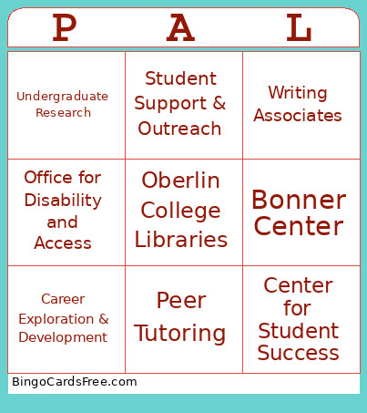 PAL Resource Fair Bingo Card