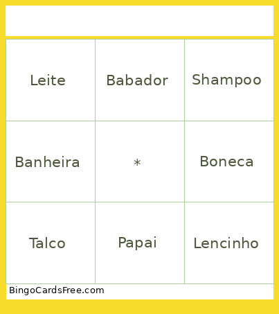Palavras Bingo Card