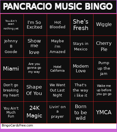 PANCRACIO MUSIC Bingo Card