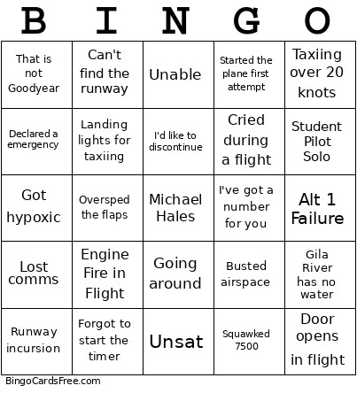 PAPA UAA Bingo Card