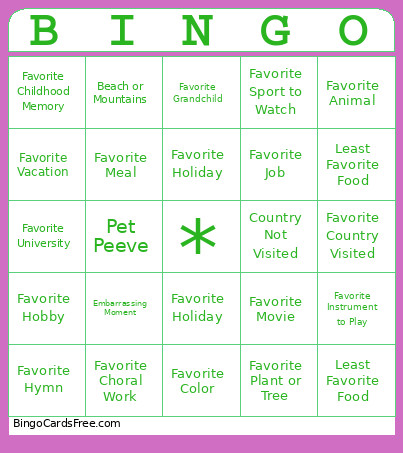 Papa's Birthday Bingo Card