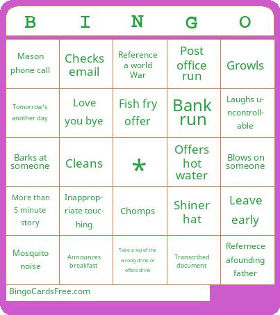 Papaw Bingo Cards Free Pdf Printable Game, Title: BINGO