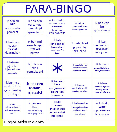 PARA- Bingo Card
