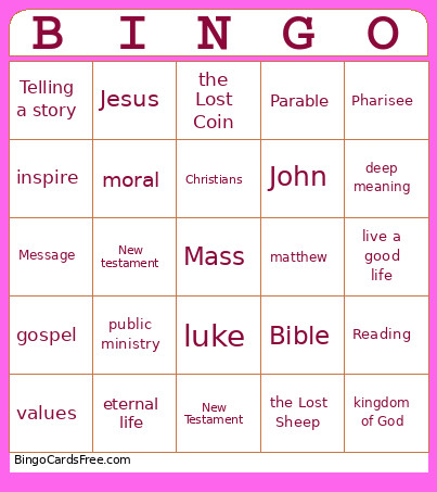 Parable Bingo Card